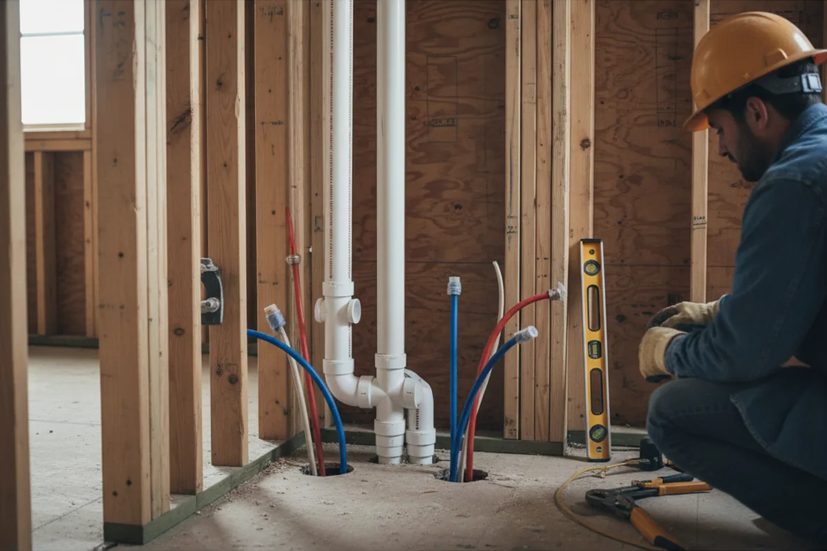 Drain and supply rough-in during Drain Cleaning in Table Grove